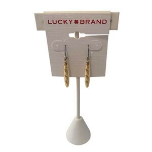 Bright Gold Tone Linear Drop Earrings w/ 3 Pave Crystals.